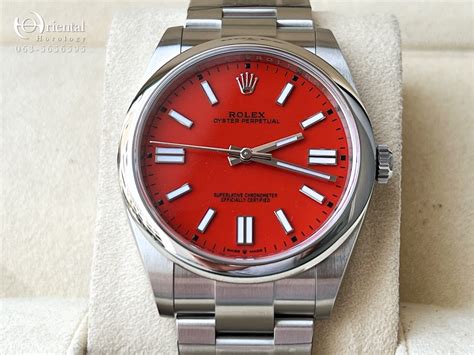 rolex red coral|rolex oyster perpetual 41 red.